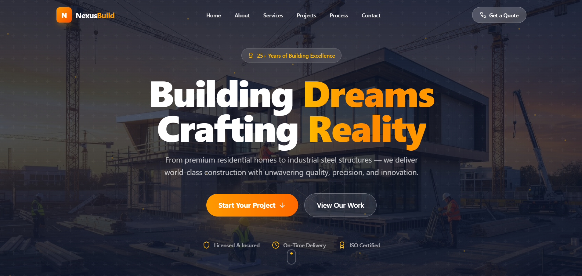 Construction company website preview